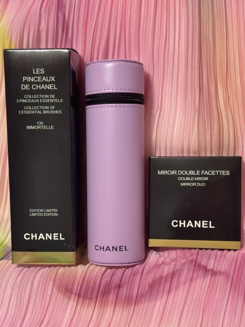 💜 CHANEL Limited Edition Immortelle 135 3-Piece Brush Set + Mirror 💜